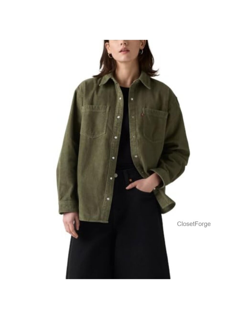 Overshirt Jacket Corduroy Long Sleeve Point Collar Regular Fit Casual